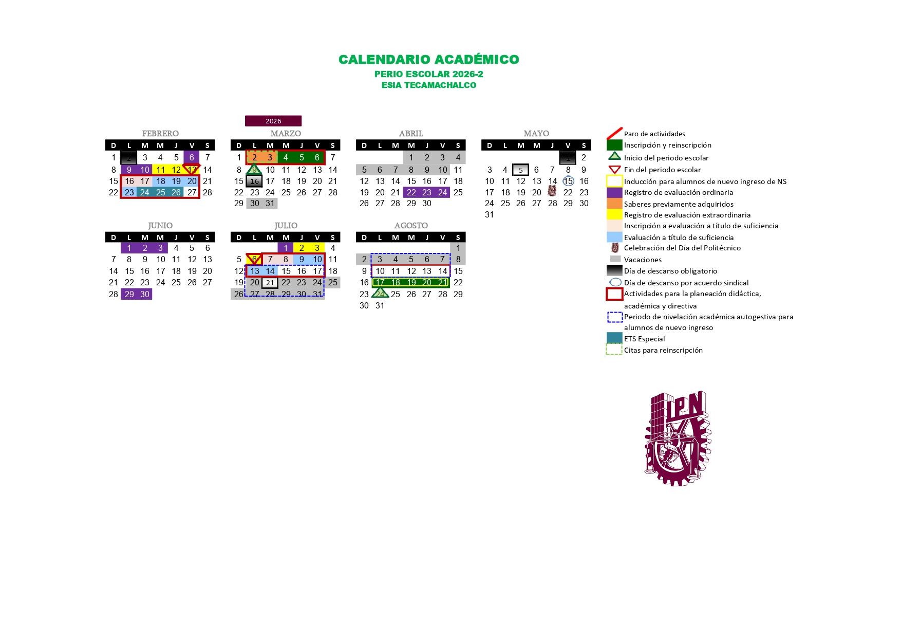 Recalendarización 25-26 ESIA Tecamachalco